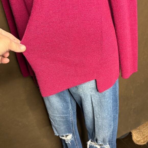 Eileen Fisher Cardigan Sweater Womens Small Open Front 100% Wool Pink Layer - Picture 5 of 7